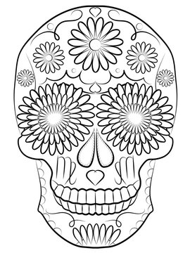 skull illustration, symbol of the traditional Mexican holiday Day of the dead and Day of angels