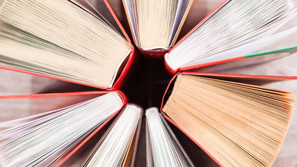 Stack of opened books