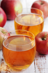 Two glasses with apple juice	