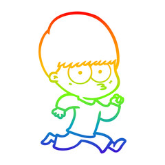 rainbow gradient line drawing nervous cartoon boy