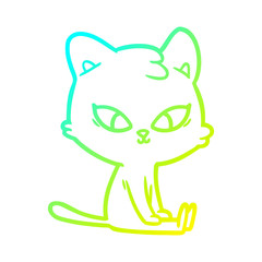 Obraz premium cold gradient line drawing cute cartoon cat