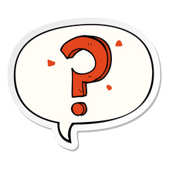cartoon question mark and speech bubble sticker