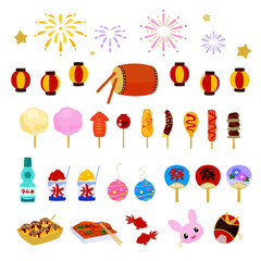 夏祭り　イラスト　セット