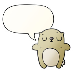 cartoon bear and speech bubble in smooth gradient style
