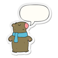 cartoon bear and speech bubble sticker