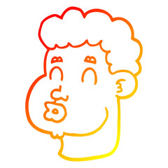 warm gradient line drawing cartoon male face