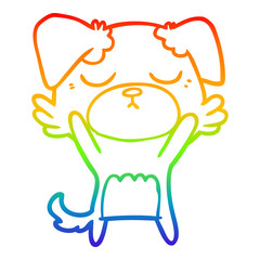 rainbow gradient line drawing cute cartoon dog