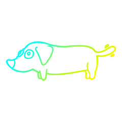 cold gradient line drawing little dog