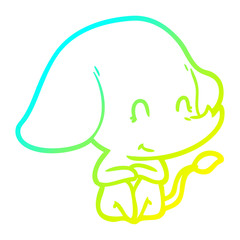cold gradient line drawing cute cartoon elephant
