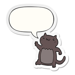 cartoon cat and speech bubble sticker