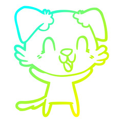 cold gradient line drawing laughing cartoon dog