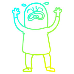 cold gradient line drawing cartoon crying man