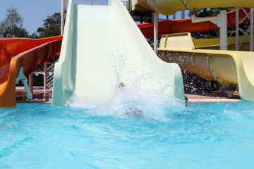 water splashes on a water slide