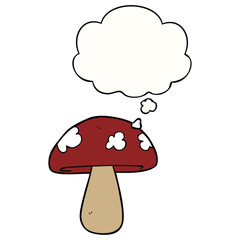 cartoon mushroom and thought bubble