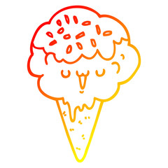 warm gradient line drawing cartoon ice cream
