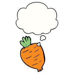 cartoon root vegetable and thought bubble