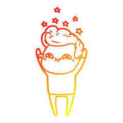 warm gradient line drawing cartoon excited man
