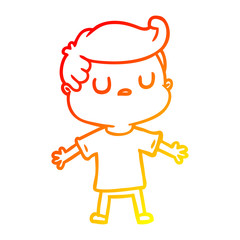 warm gradient line drawing cartoon aloof man