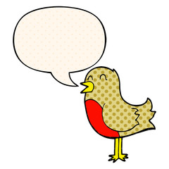cartoon bird and speech bubble in comic book style
