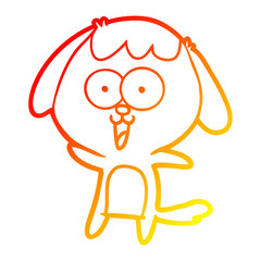 warm gradient line drawing cute cartoon dog