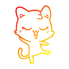 warm gradient line drawing cartoon cat