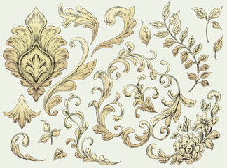 Set of Decorative Ornamental Drawing
