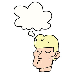 cartoon handsome man and thought bubble