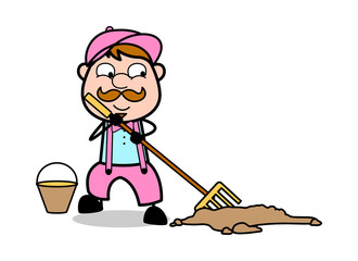Cleaning Dust - Retro Delivery Man Vendor Vector Illustration