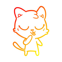 warm gradient line drawing cute cartoon cat