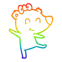 rainbow gradient line drawing female bear cartoon