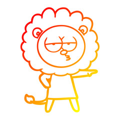 warm gradient line drawing cartoon bored lion