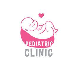 Newborn Lying in Cradle Pediatric Clinic Logo