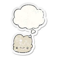 cartoon cloud and thought bubble as a distressed worn sticker