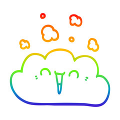 rainbow gradient line drawing cartoon smoke cloud