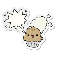 cute cartoon pie and speech bubble sticker