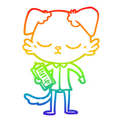 rainbow gradient line drawing cute cartoon dog