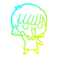 cold gradient line drawing cartoon woman