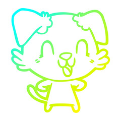 cold gradient line drawing laughing cartoon dog