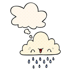 cartoon storm cloud and thought bubble in comic book style