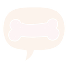 cartoon bone and speech bubble in retro style