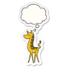 cartoon giraffe and thought bubble as a printed sticker