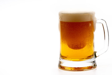 glass of beer on white background