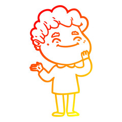 warm gradient line drawing cartoon friendly man