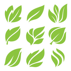 leaves icon set, leaf design for natural and green logo concept.