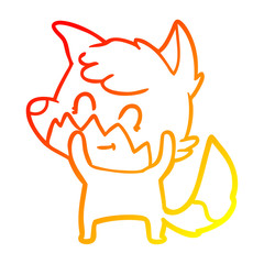warm gradient line drawing cartoon friendly fox