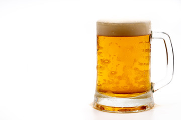glass of beer on white background