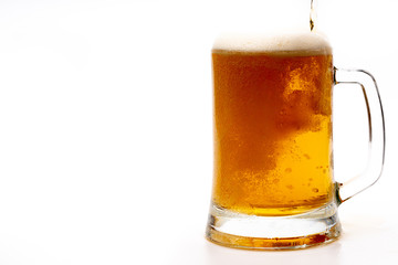 glass of beer on white background
