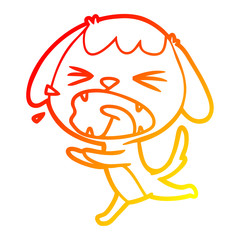 warm gradient line drawing cute cartoon dog