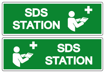 SDS Station Symbol Sign, Vector Illustration, Isolate On White Background Label .EPS10