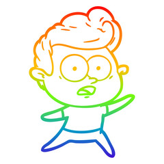 rainbow gradient line drawing cartoon staring man
